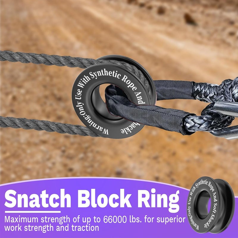 ecocstm Winch Snatch Recovery Ring, Heavy Duty 66000 Lbs Break Strength Snatch Block Ring, Towing Rcovery Snatch for Soft Shackle and Synthetic Rope, Compatible with ATV UTV SUV Truck Off-Road Vehicle (Black) - Image 2